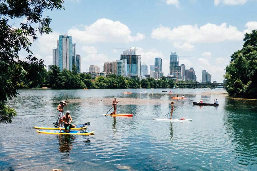 People enjoying nature thanks in part to bottleless water coolers in Austin TX