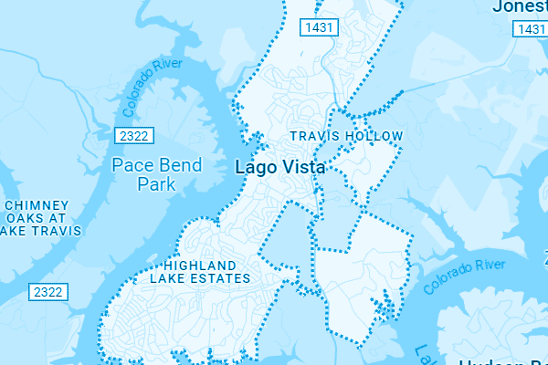 Map showing Lago Vista