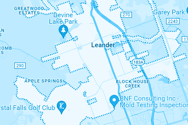 Map showing Leander