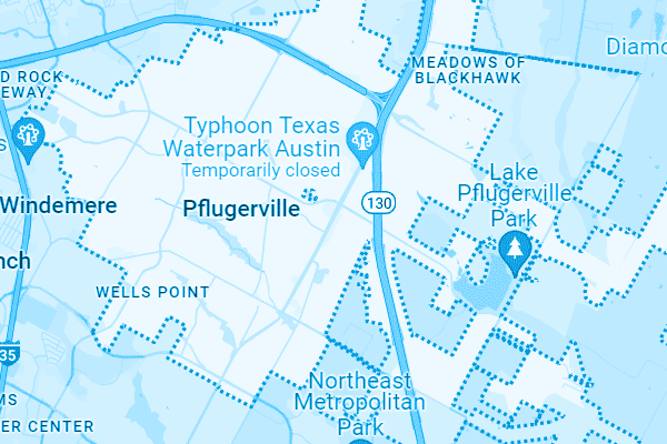 Map showing Pflugerville